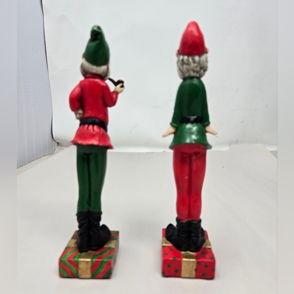 Christmas Decoration Two Santas Resin Standing On Presents 6 Inches Holiday - Picture 4 of 9